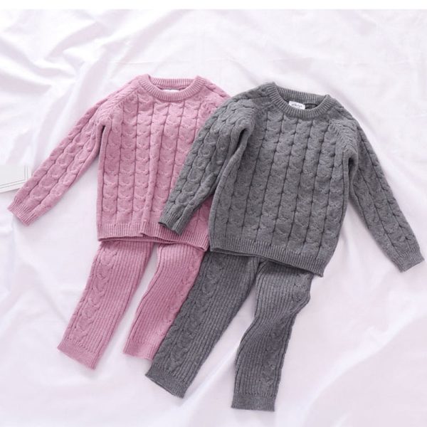 Toddler Baby Girls Clothes Sets Kids 2Pcs Winter Knitting Pullover Sweater+Pants Boys Tracksuits Pajamas For Children Clothing on Sale