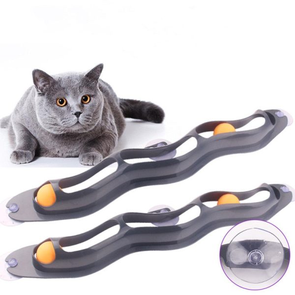 1pc Funny Track Ball Cat Toy Sucker Windows Interactive Cat Scratch Toy Play Pipe with Balls Kitten Tunnel Pet Toys Products Discount