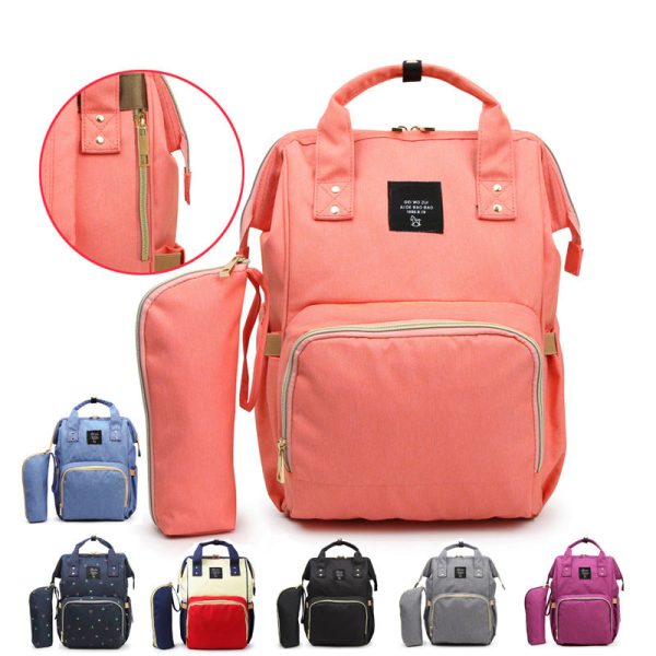 Multifunctinal solid baby care diaper bag fashion mother maternity backpack infant nappy changing product with milk bottle bag Cheap