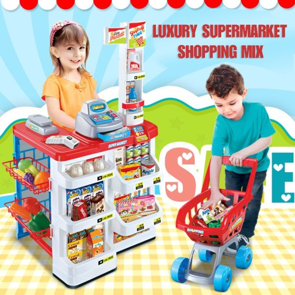 Checkout Counter Multifunctional Simulation Supermarket Combination Shopping Cart Parent-child Interactive Toys toys kids For Cheap