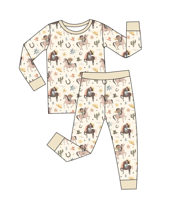 Cowboy Dreams 2 pc PJ Set Bamboo Pajamas Set Boys Toddler Size 4T - 12 Hot on Sale - Image 2