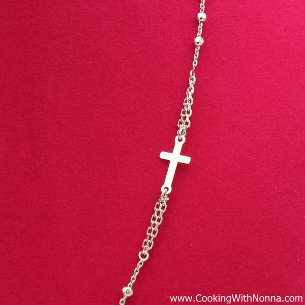 Ave Maria Silver Rosary Necklace - White Gold Plated For Discount - Image 3