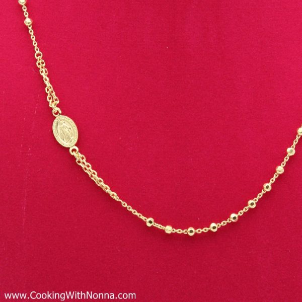 Ave Maria Silver Rosary Necklace - Yellow Gold Plated Sale - Image 2