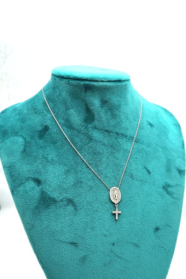 The Madonna Pave` Necklace - White Gold For Cheap