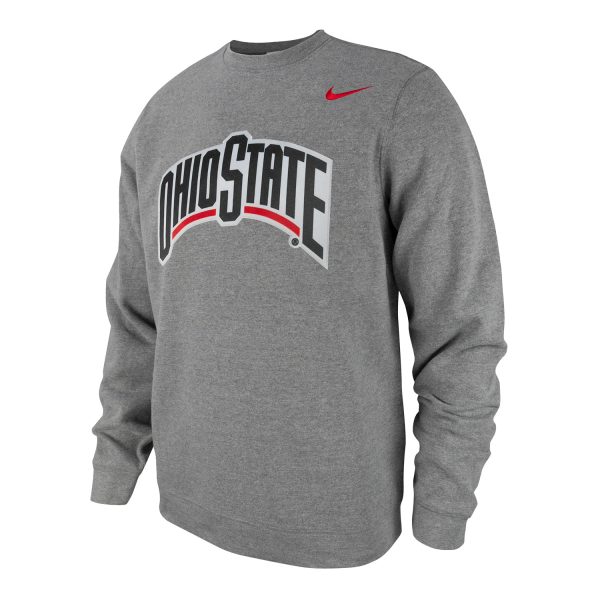 Ohio State Buckeyes Tackle Twill Gray Crewneck Sweatshirt Cheap