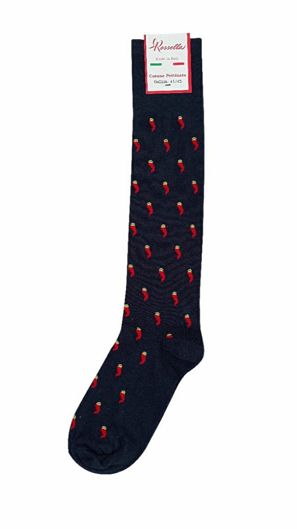 The Cornicello Socks - Long - Made in Italy - Navy For Sale
