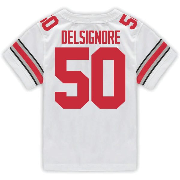 Ohio State Buckeyes Nike #50 Alec DelSignore Student Athlete White Football Jersey For Sale