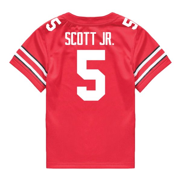 Ohio State Buckeyes Nike #5 Aaron Scott Jr. Student Athlete Scarlet Football Jersey For Sale