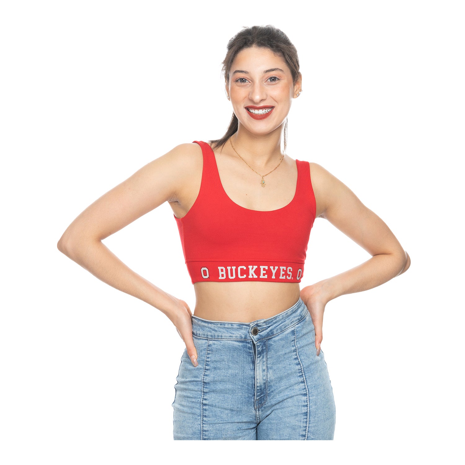 Ladies Ohio State Buckeyes Scoop Scarlet Sports Bra Cheap