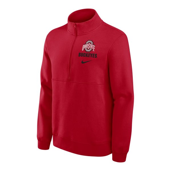 Ohio State Buckeyes Nike 1 2 Zip Club Scarlet Sweatshirt For Cheap