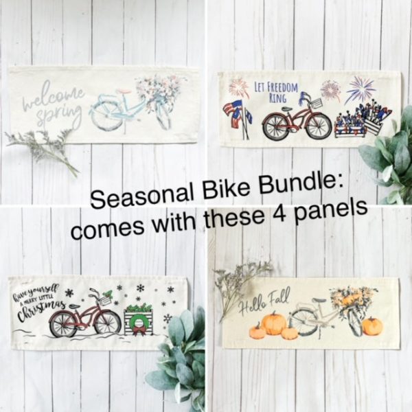 Bundle Deal: Vintage Bike Panels (4 pack) SAVE!!! SPRING, FIREWORKS, FALL, CHRISTMAS BIKES Online now