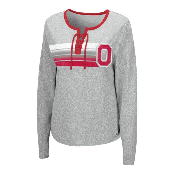 Ladies Ohio State Buckeyes Wexner Lace Up Long Sleeve T-Shirt on Sale