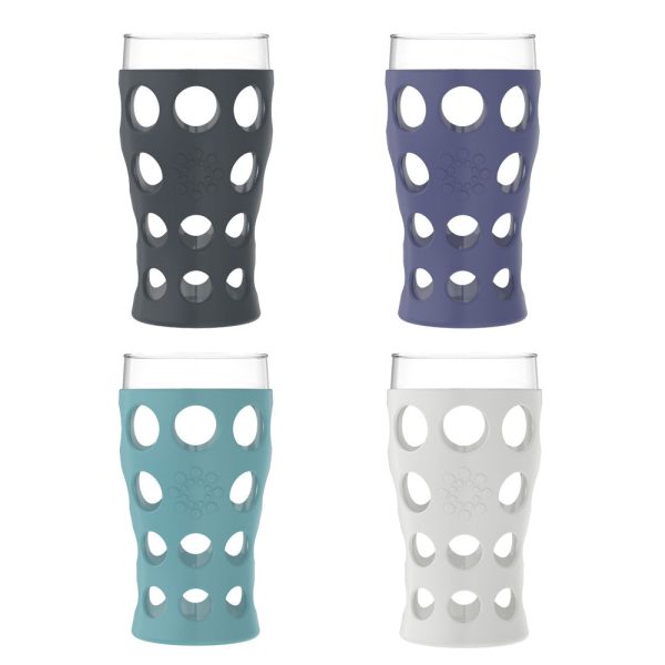 20oz Beverage Glass with Silicone Sleeve -4 Pack Cheap