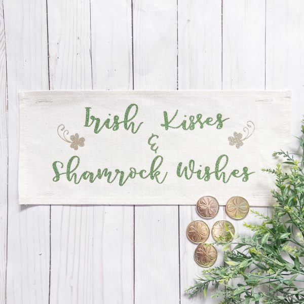 Glitter Holiday Panel: Irish Kisses & Shamrock Wishes; Spring St. Saint Patricks Day, GOLD CLOVER IRISH KISSES Hot on Sale