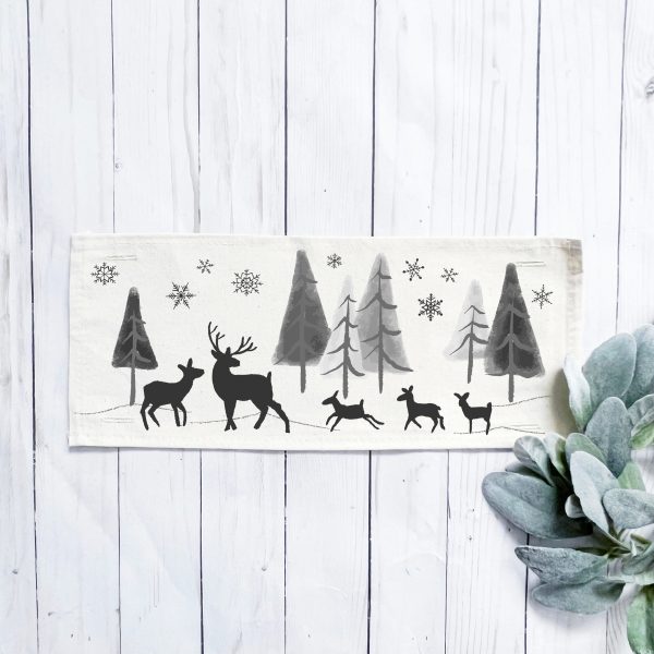 Seasonal Panel: Winter January Decor Peace Forest Timberland Woodland Backwoods Grove Buck Thicket Tree Silent Night Wandering Wonderland DEER For Discount