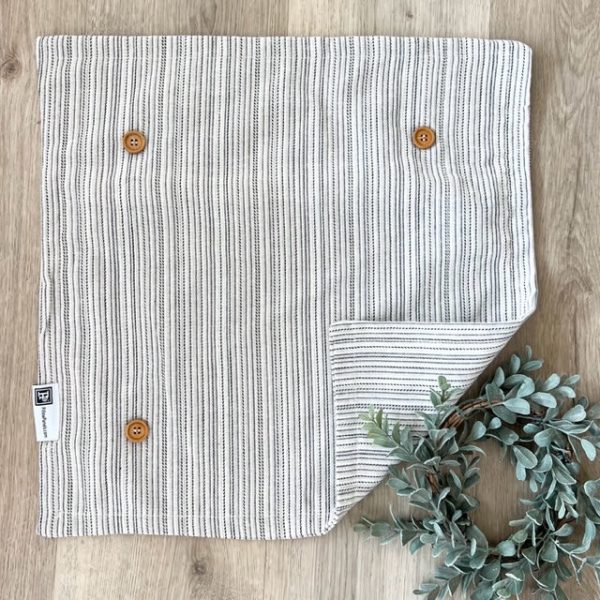 SQUARE Ticking Stripes Pillow; CREAM BLACK TAN TICKING STRIPES PILLOW COVER ONLY (no insert) Sale
