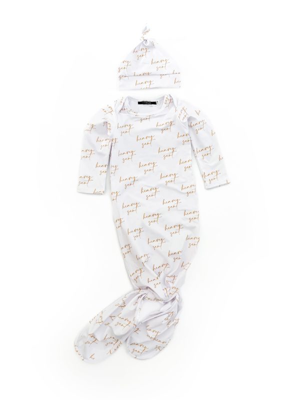 Heaven Sent All Over Print Baby Sleeper & Matching Beanie For Cheap