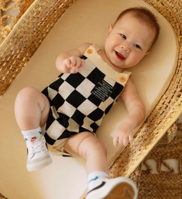 God s Words Knit Checkered Bodysuit Hot on Sale