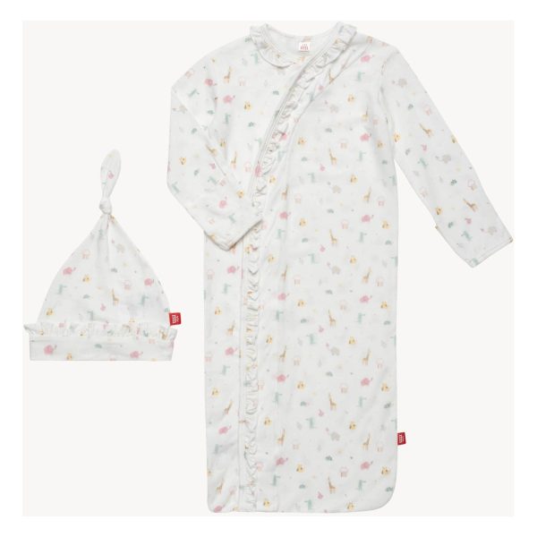 Magnetic Me pink little bitty pretty one modal magnetic cozy sleeper gown + hat set Online Hot Sale
