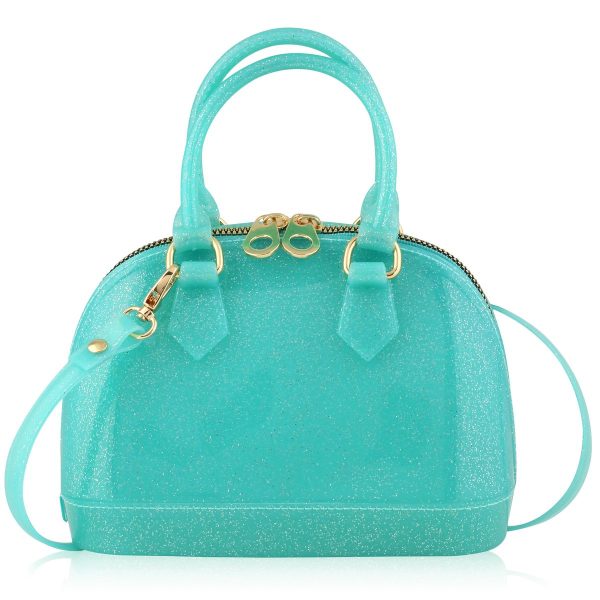 Carrying Kind Cate Jelly Purse in Aqua Sparkle with Sparkle Seashells by the Sea Charm For Cheap - Image 2