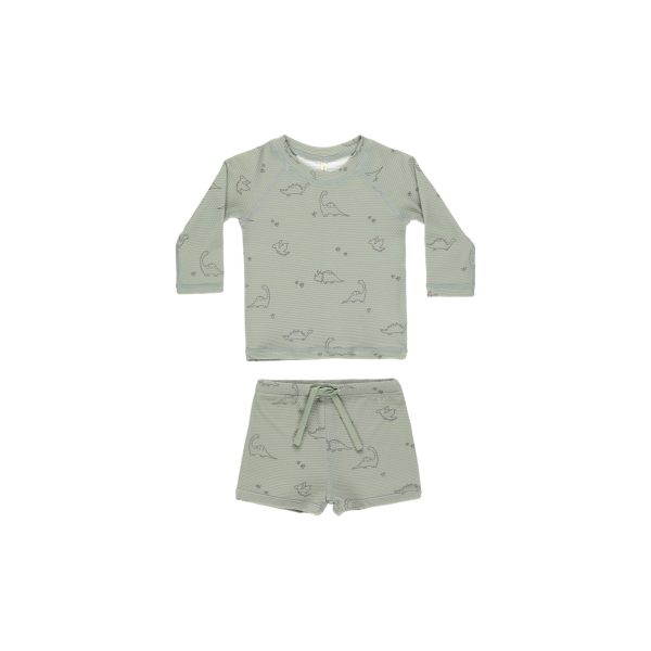 Quincy Mae Finn Rashguard + Short Set, Dino Hot on Sale