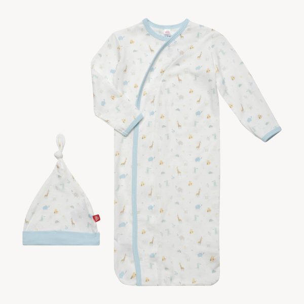 Magnetic Me blue little bitty pretty one modal magnetic cozy sleeper gown + hat set Sale