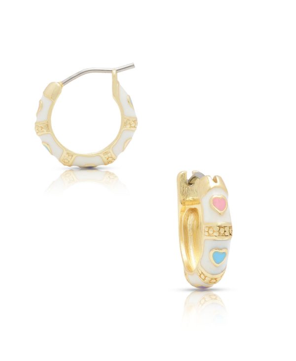 Lily Nily Heart Hoop Earrings, White Supply