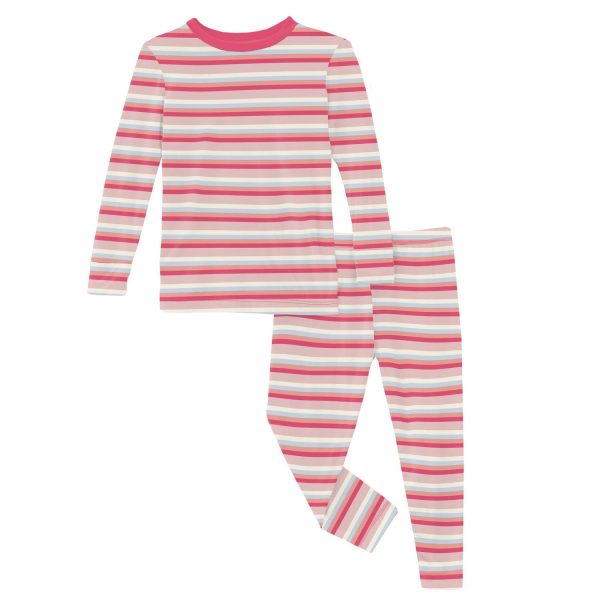Kickee Pants Print Long Sleeve Pajama Set, Baby Rose Stripe Online Sale
