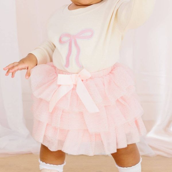 Sweet Wink - Coquette Bow Patch Long Sleeve Romper - Natural Discount - Image 4