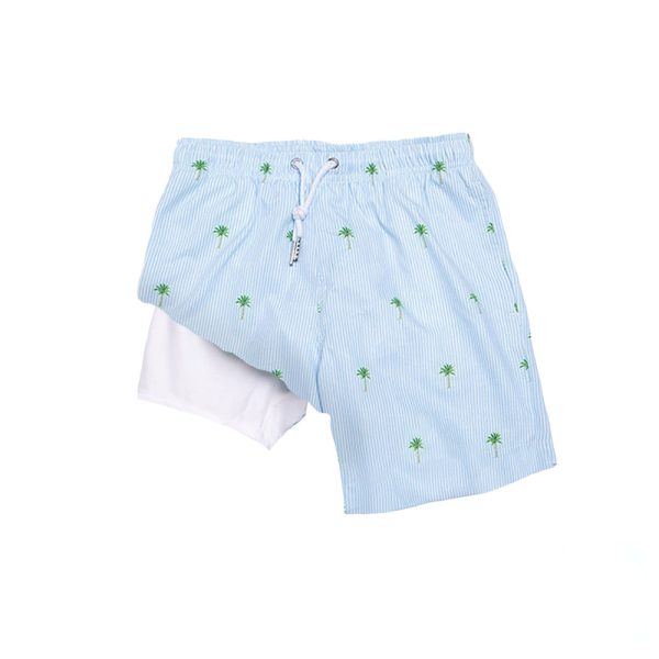 Bermies Palm Stripes Boys Compression Lined Swim Trunks For Cheap