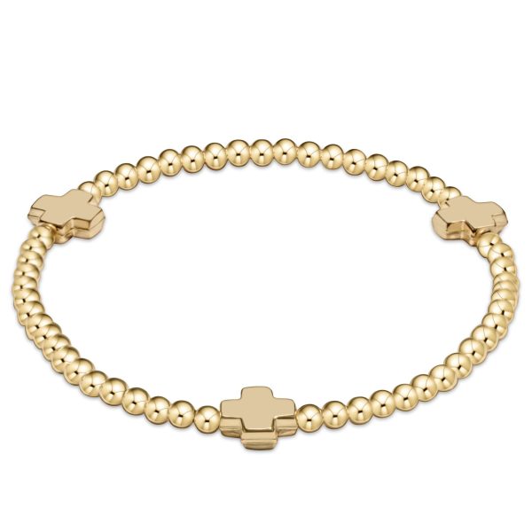 Enewton Signature Cross Gold Pattern 3MM Bead Bracelet, Gold on Sale