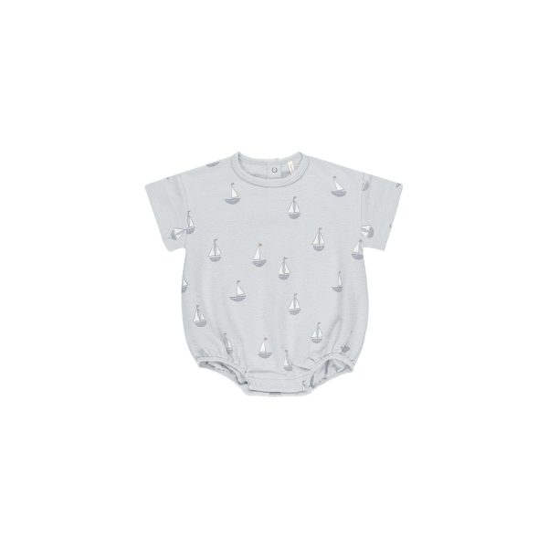 Quincy Mae Relaxed Short Sleeve Bubble Romper, Sailboats Online Sale