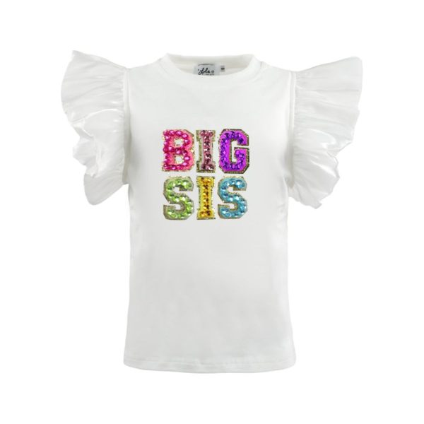 Lola and The Boys Big Sis Gem Ruffle T-Shirt For Discount