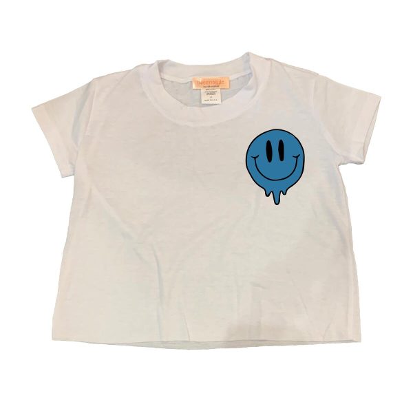 Tweenstyle By Stoopher Small Drippy Smile Print On Jersey Short Sleeve Tee, White Hot on Sale