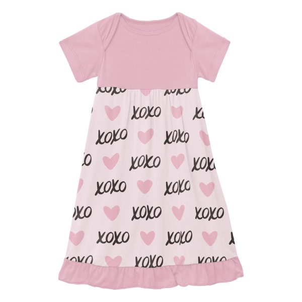 Kickee Pants Print Short Sleeve One Piece Dress Romper, Shrinking Violet XOXO on Sale
