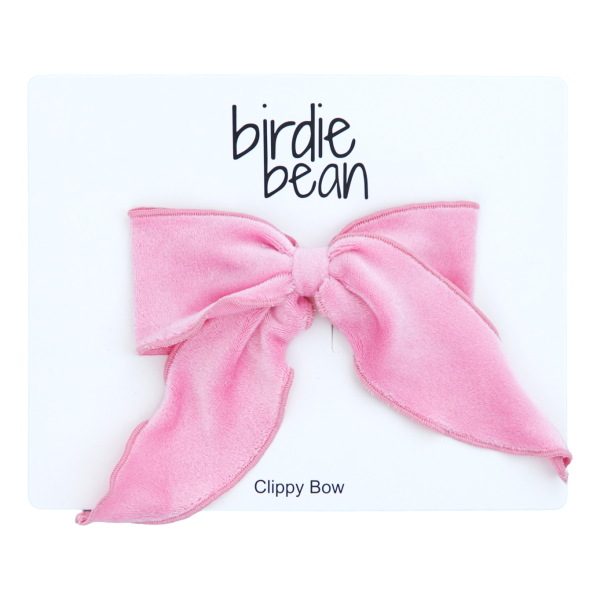 Birdie Bean Pink Velvet Clippy Bow Sale