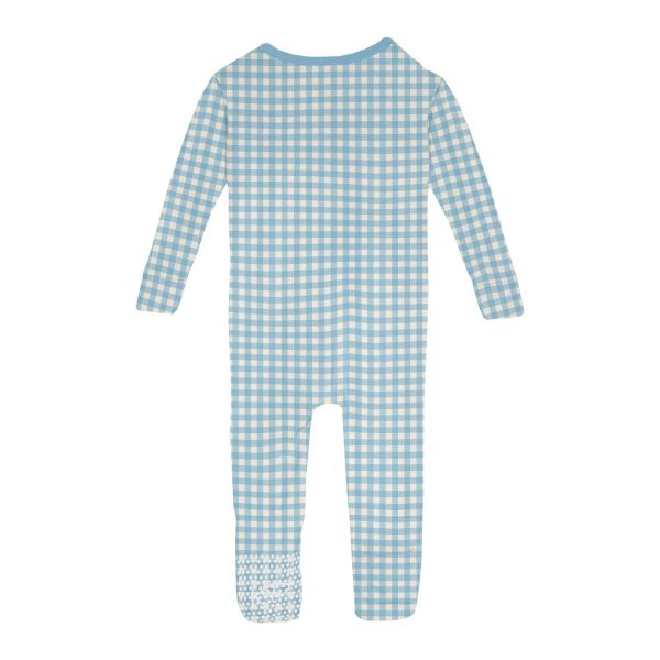 Kickee Pants Print Convertible Sleeper With Zipper, Seaside Blue Gingham on Sale - Image 2