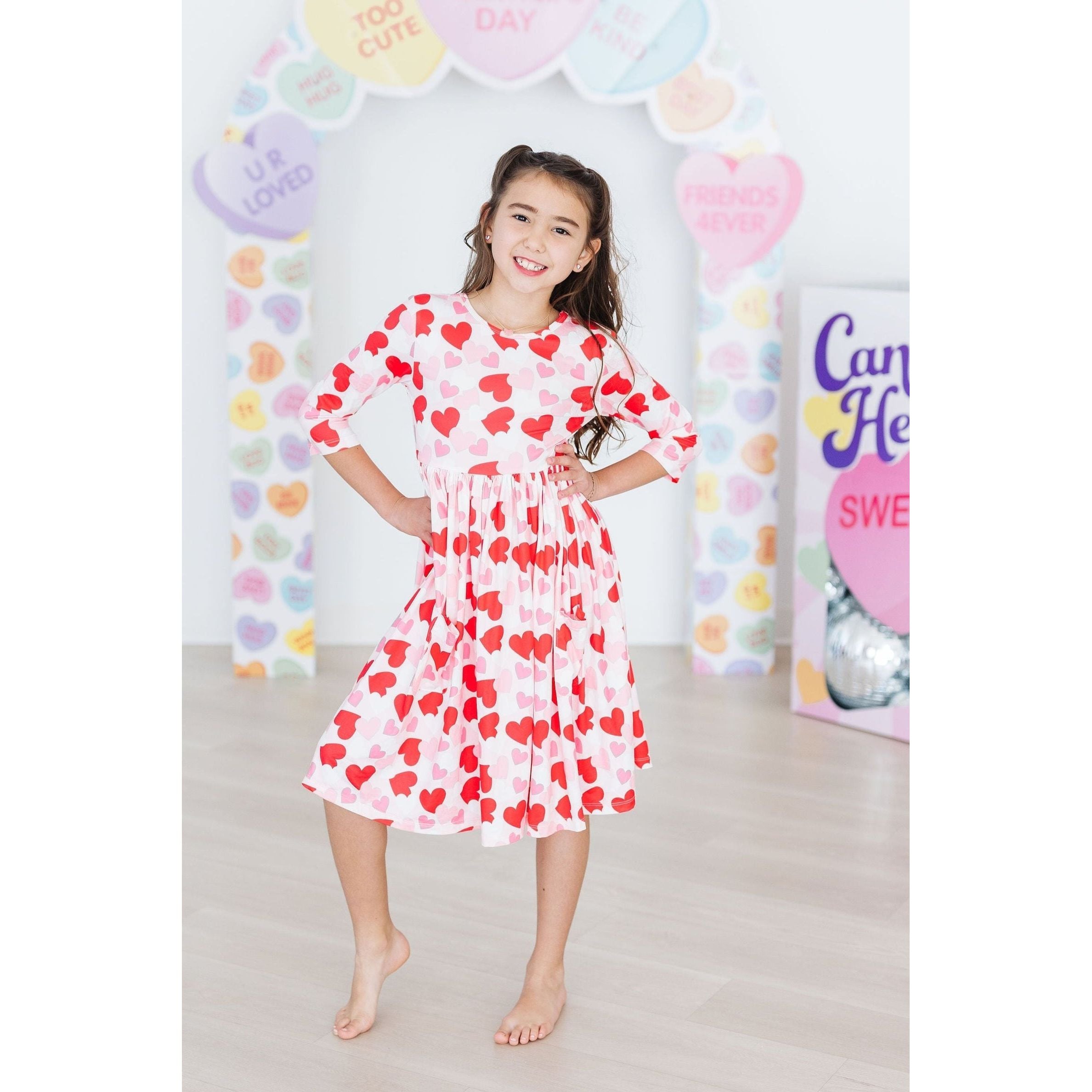 Mila & Rose Be Mine 3 4 Sleeve Pocket Twirl Dress Online Hot Sale