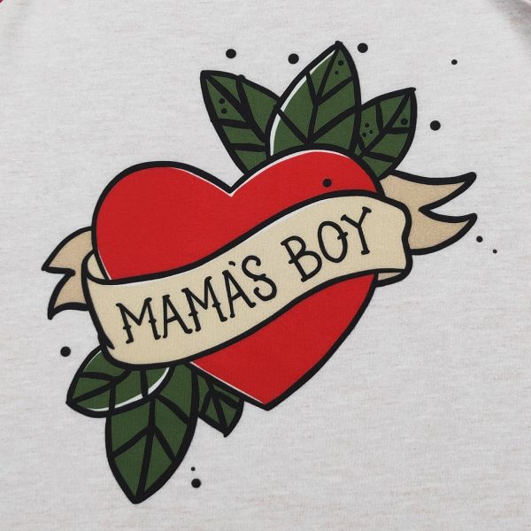 Clover Cottage - Mama s Boy Heart Boy Raglan For Cheap - Image 3