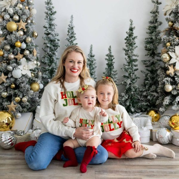 Sweet Wink - Holly Jolly Patch Christmas Long Sleeve Romper- Natural Online Sale - Image 4