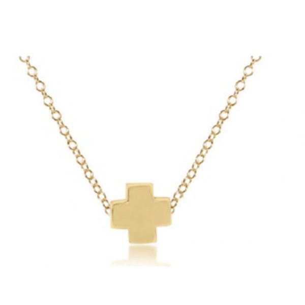 Egirl 14  Necklace Gold, Signature Cross Gold For Cheap